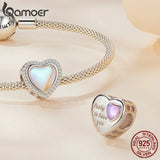 925 Silver Rainbow Crystal Heart Charm Pendant for Women