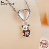 925 Silver Rainbow Crystal Heart Charm Pendant for Women