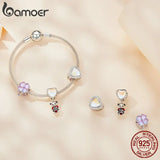 925 Silver Rainbow Crystal Heart Charm Pendant for Women