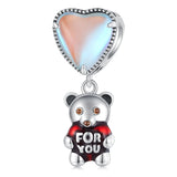 925 Silver Rainbow Crystal Heart Charm Pendant for Women