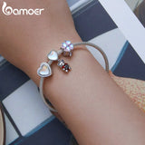 925 Silver Rainbow Crystal Heart Charm Pendant for Women