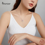 Sterling Silver Rainbow Heart Necklace Zircon Chain Jewelry