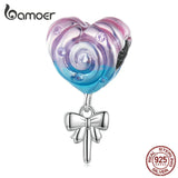 925 Silver Rainbow Lollipop Beads Charm Sweet Candy Pendant