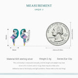 925 Silver Rainbow Parrot Ear Hoop Earring Zircon Animal Piercing Jewelry