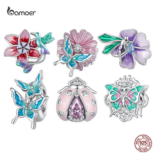 925 Silver Rainbow Spring Garden Charms for DIY Bracelets