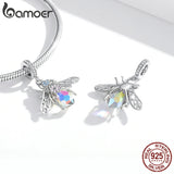 925 Silver Unicorn Crystal Heart Charm Fit DIY Bracelet Necklace Jewelry