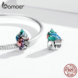925 Silver Unicorn Crystal Heart Charm Fit DIY Bracelet Necklace Jewelry