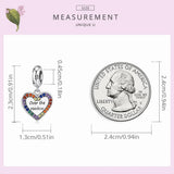 925 Silver Rainbow Zirconium Love Pendant for Bracelet & Bangle Heart Charms