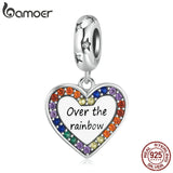 925 Silver Rainbow Zirconium Love Pendant for Bracelet & Bangle Heart Charms