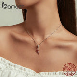 925 Silver Red Enamel Fish Necklace Koi Dangle Charm Lucky Chain Women