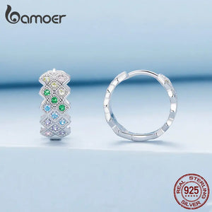 925 Sterling Silver Rainbow Zircon Earrings for Women