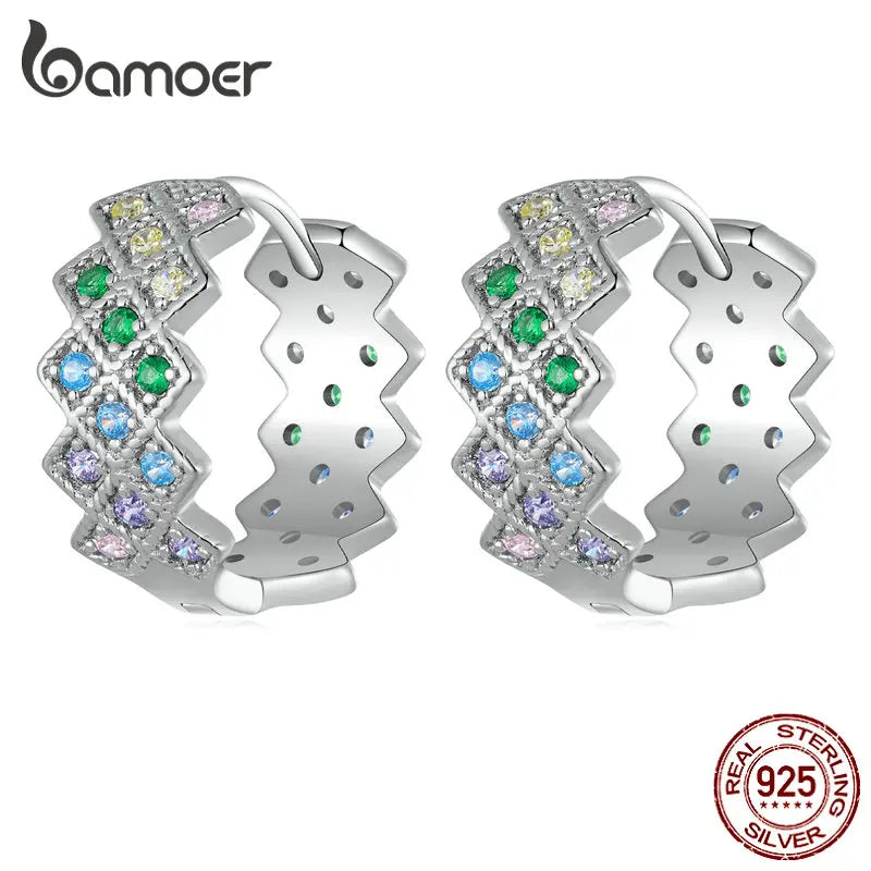 925 Sterling Silver Rainbow Zircon Earrings for Women