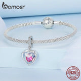 925 Silver Red Love Heart Zircon Pendant Jewelry BSC681