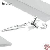 925 Silver Rose Dagger Earrings Studs for Women Punk Gothic Studs Ear Buckles
