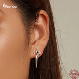 925 Silver Rose Dagger Earrings Studs for Women Punk Gothic Studs Ear Buckles