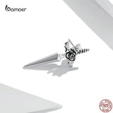 925 Silver Rose Dagger Earrings Studs for Women Punk Gothic Studs Ear Buckles