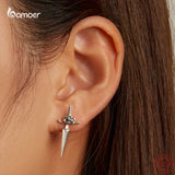 925 Silver Rose Dagger Earrings Studs for Women Punk Gothic Studs Ear Buckles