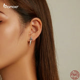 925 Silver Rose Dagger Earrings Studs for Women Punk Gothic Studs Ear Buckles