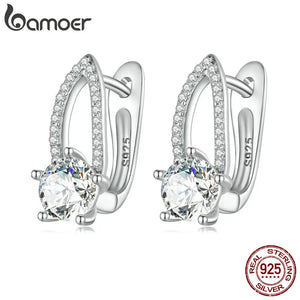 925 Silver Zircon Hoop Earrings for Women BSE732