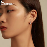 925 Silver Zircon Hoop Earrings for Women BSE732