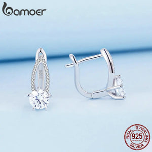 925 Silver Zircon Hoop Earrings for Women BSE732