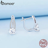 925 Silver Zircon Hoop Earrings for Women BSE732