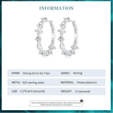 925 Silver Zircon Hoop Earrings for Women Gift BSE769