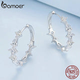 925 Silver Zircon Hoop Earrings for Women Gift BSE769