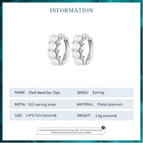 925 Silver Shell Bead Pearl Hoop Earrings Women Gift BSE762