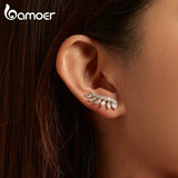 925 Silver Feather Stud Earrings Pendant BSE780