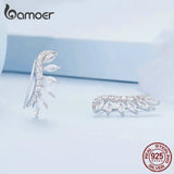 925 Silver Feather Stud Earrings Pendant BSE780