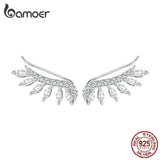 925 Silver Feather Stud Earrings Pendant BSE780