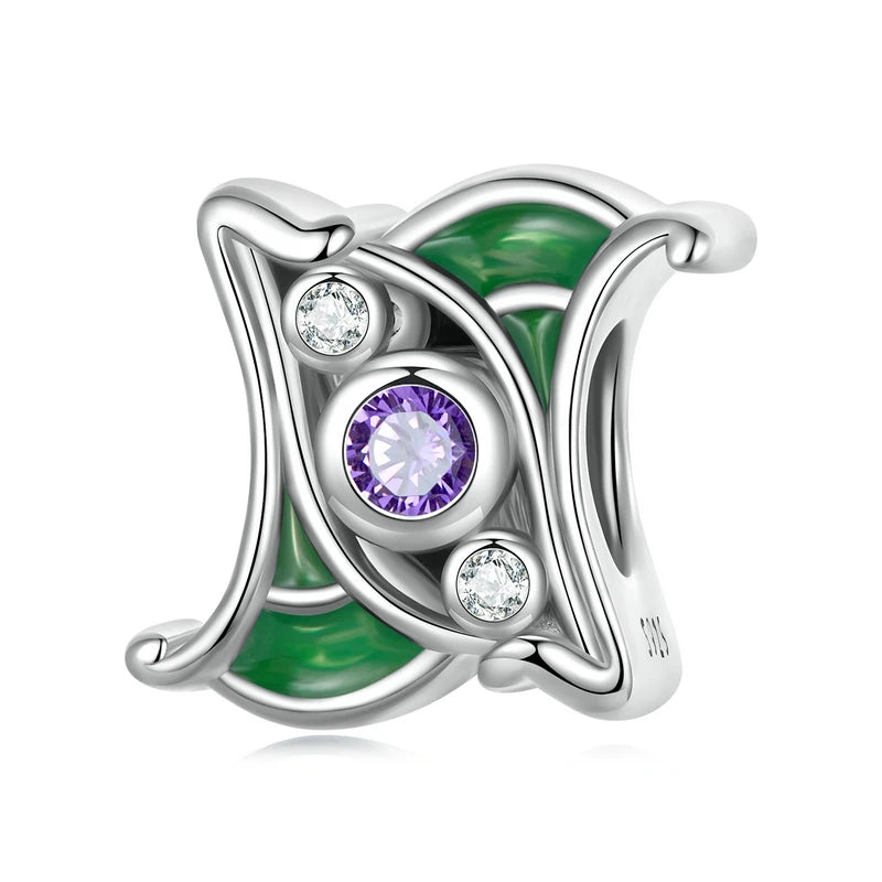 925 Silver Purple Zircon Spacer for Bracelet, Bangle - Girls Bday Gift