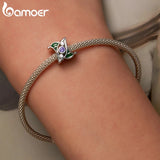 925 Silver Purple Zircon Spacer for Bracelet, Bangle - Girls Bday Gift