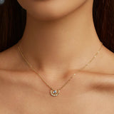 925 Silver Star Necklace Moon Lock Chain Choker BSN266