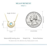 925 Silver Star Necklace Moon Lock Chain Choker BSN266