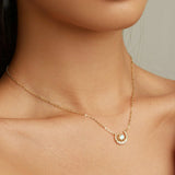 925 Silver Star Necklace Moon Lock Chain Choker BSN266