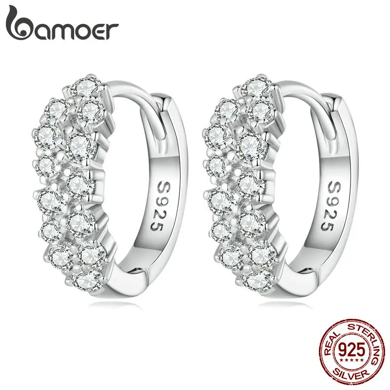925 Silver Zircon Ear Buckles Women Earrings BSE730