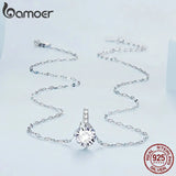 925 Silver Zircon Pendant Necklace for Women Wedding