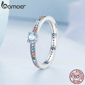 925 Silver Colorful Zircon Ring for Women BSR319