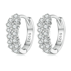 925 Silver Flower Hoop Earrings for Women Wedding Jewelry