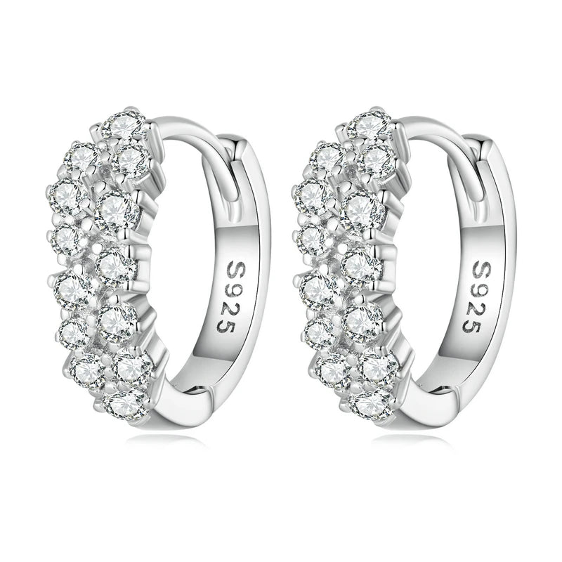 925 Silver Flower Hoop Earrings for Women Wedding Jewelry