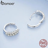 925 Silver Flower Hoop Earrings for Women Wedding Jewelry