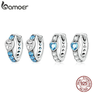 925 Silver Love Ear Buckles Zirconium Earrings Jewelry Gift