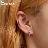 925 Silver Love Ear Buckles Zirconium Earrings Jewelry Gift