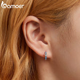 925 Silver Love Ear Buckles Zirconium Earrings Jewelry Gift