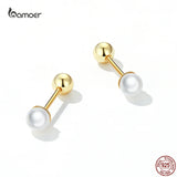 925 Silver Mini Shell Bead Ear Studs Earrings for Women
