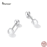 925 Silver Mini Shell Bead Ear Studs Earrings for Women