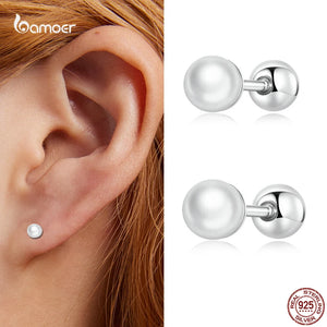 925 Silver Mini Shell Bead Ear Studs Earrings for Women