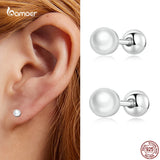 925 Silver Mini Shell Bead Ear Studs Earrings for Women